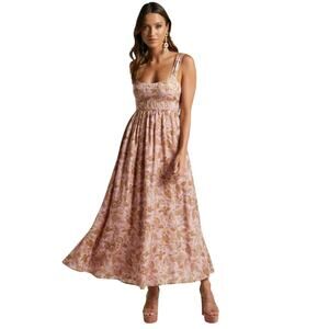 Amalie The Label Kai Double Tie Back Midi Dress Sz 8 Flowy Cottagecore Romantic